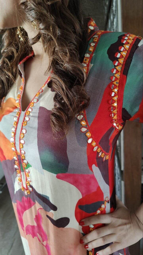 Orange Red Pakistani Suit